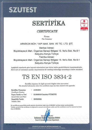 EN ISO 3834-2  Sertifikasi